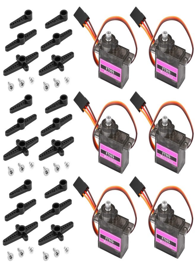 FORIOT 6Pcs FT90S 9g Micro Servo Motors with All-Metal Gears, High Torque, and 180° Rotation - for Arduino Robot Projects, RC Airplanes, Cars, Boats - Image 1